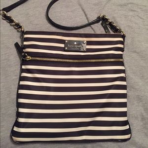 Kate Spade black and white striped crossbody purse